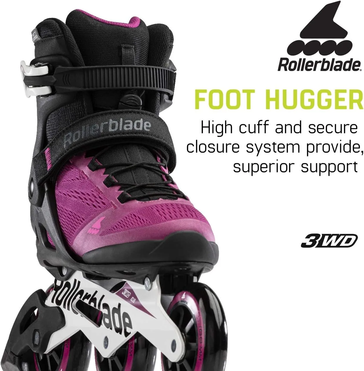 Rollerblade Macroblade 100 3WD Womens Adult Fitness Inline Skate, Violet and Black, Performance Inline Skates