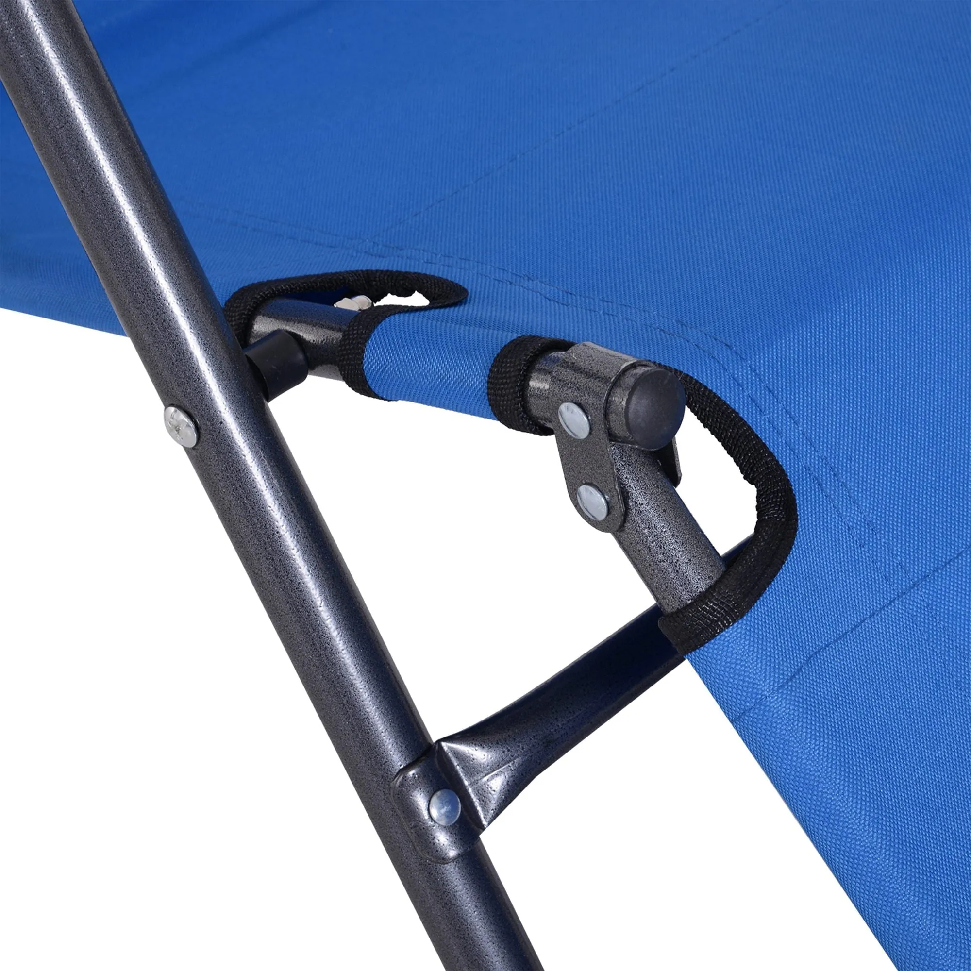 Rootz Foldable Garden Lying Chair - Sunbed Lounger - Deck Chair - Adjustable Positions - Polyester Oxford Blue - 135cm x 60cm x 89cm