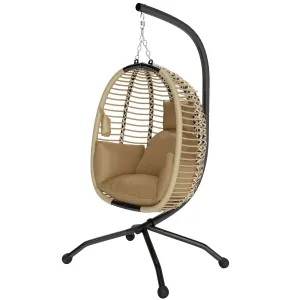 Rootz Hanging Egg Chair - Wall Swing - Foldable Chair - Comfort & Style - 110cm x 100cm x 188cm