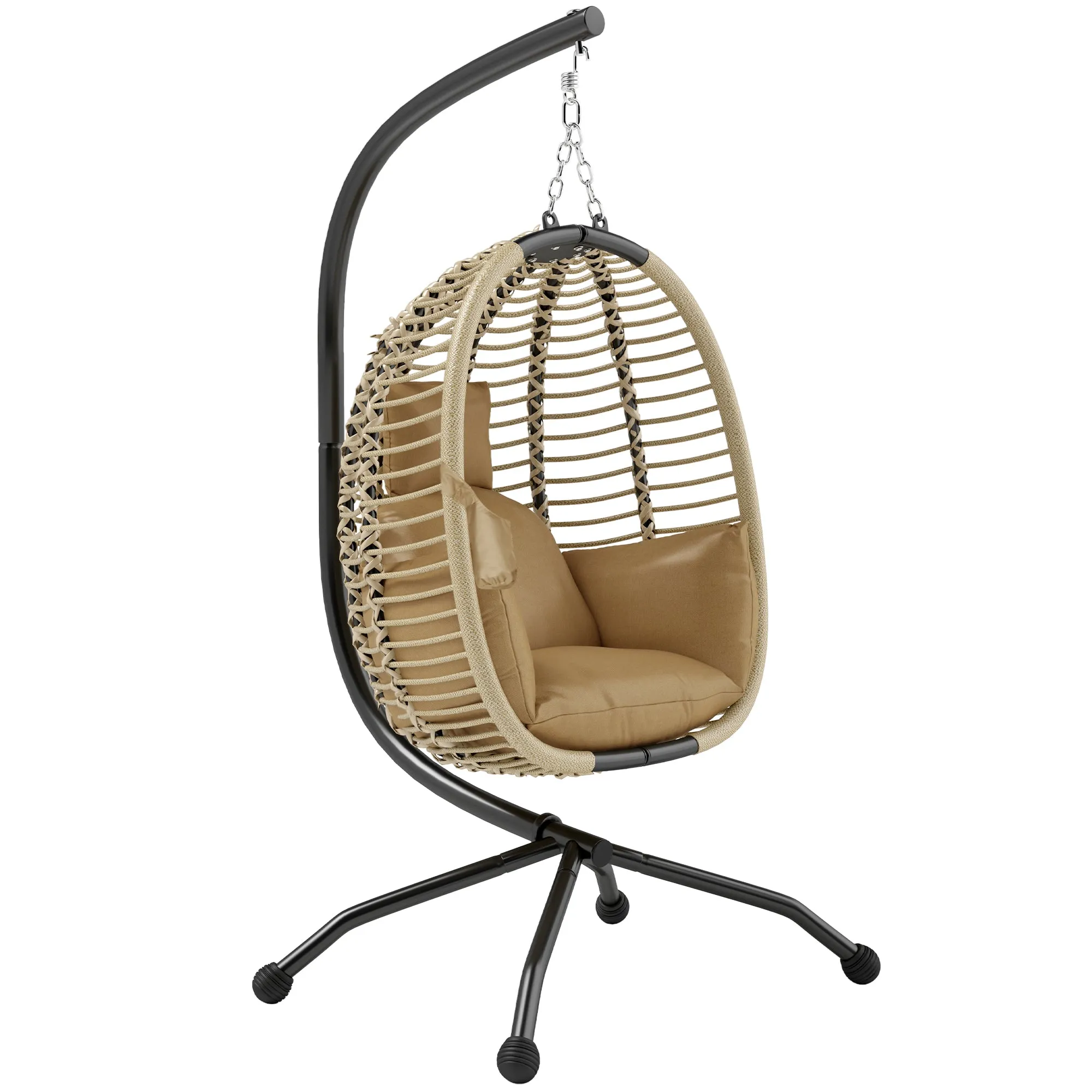 Rootz Hanging Egg Chair - Wall Swing - Foldable Chair - Comfort & Style - 110cm x 100cm x 188cm