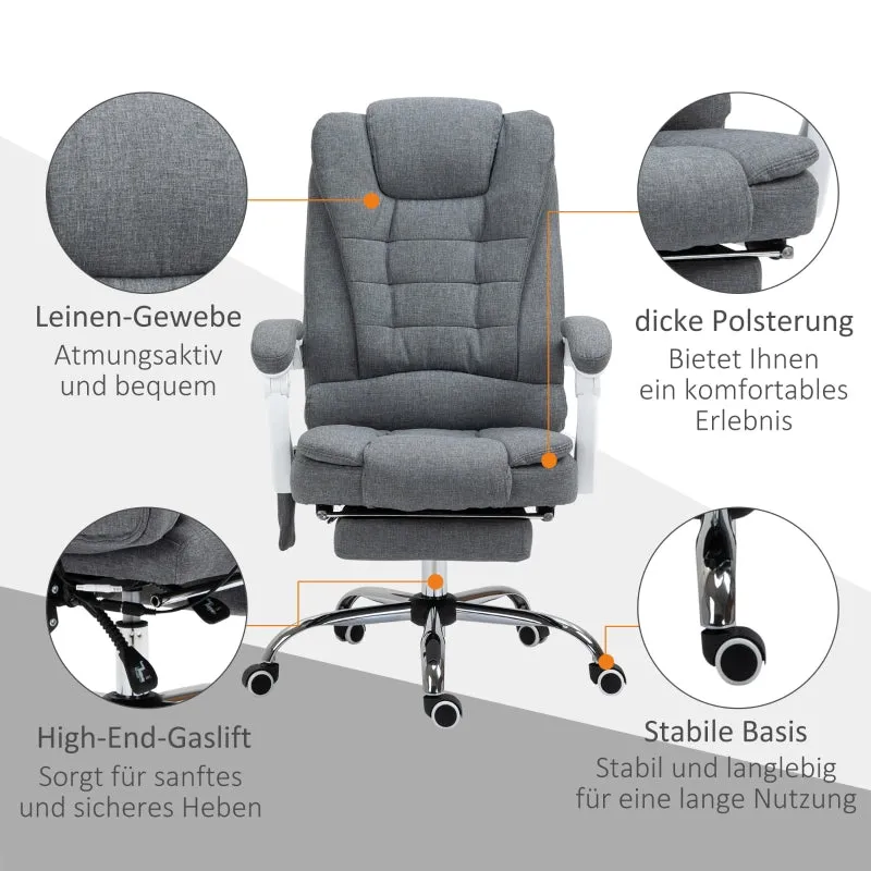 Rootz Massage Office Chair - Executive Chair - 6-Point Massage - Heating Function - Adjustable Backrest - Footrest - 360° Rotation - 65cm x 70cm x 111-119cm