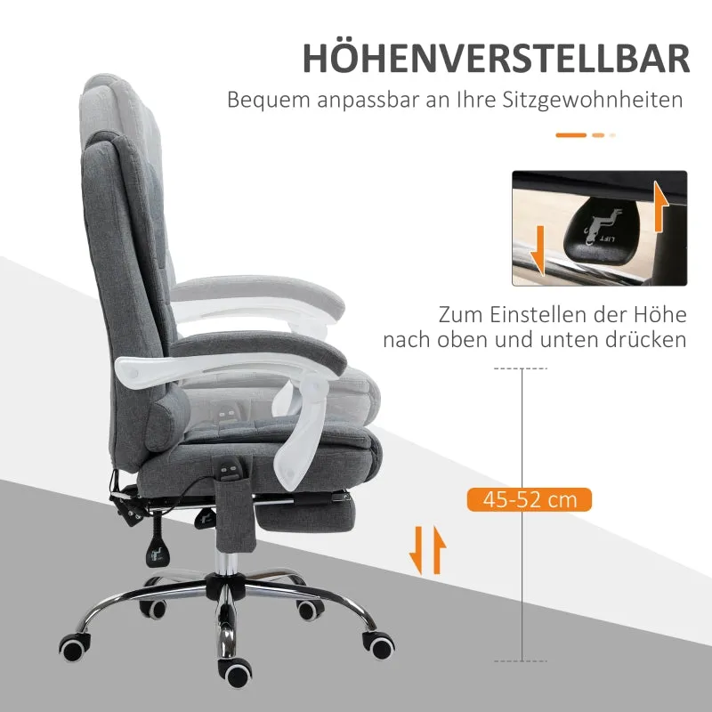 Rootz Massage Office Chair - Executive Chair - 6-Point Massage - Heating Function - Adjustable Backrest - Footrest - 360° Rotation - 65cm x 70cm x 111-119cm