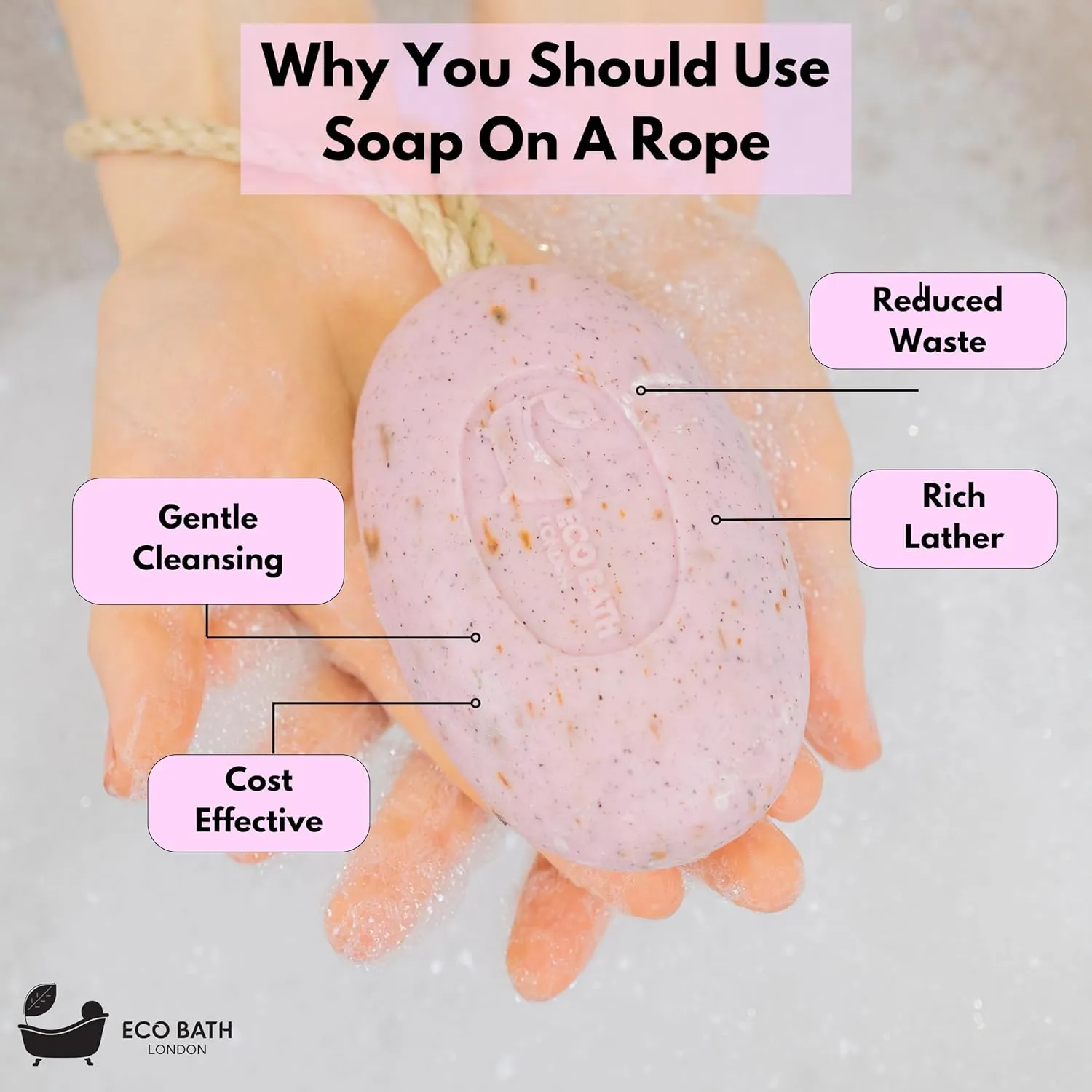 Rose Soap on a Rope – Made in France – Traditionally Crafted Natural, Skin-Friendly, Long-Lasting & Moisturizing Soap 7.76 oz (220 g) (Rose)