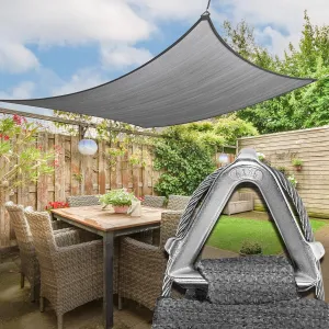 Royal Shade Heavy Duty 16' x 18' Grey Sun Shade Rectangle Pro Ring Shade Sail, 260 GSM Commercial Grade UPF50 Sunshade, Reinforced Corners & Edges - 5 Years Warranty (We Make Custom Size)