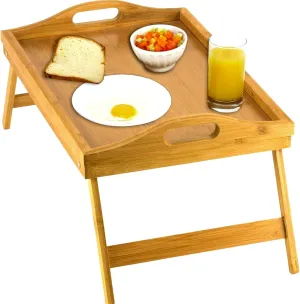 Royaleva Bed Table Tray with Folding Legs - Bamboo Design