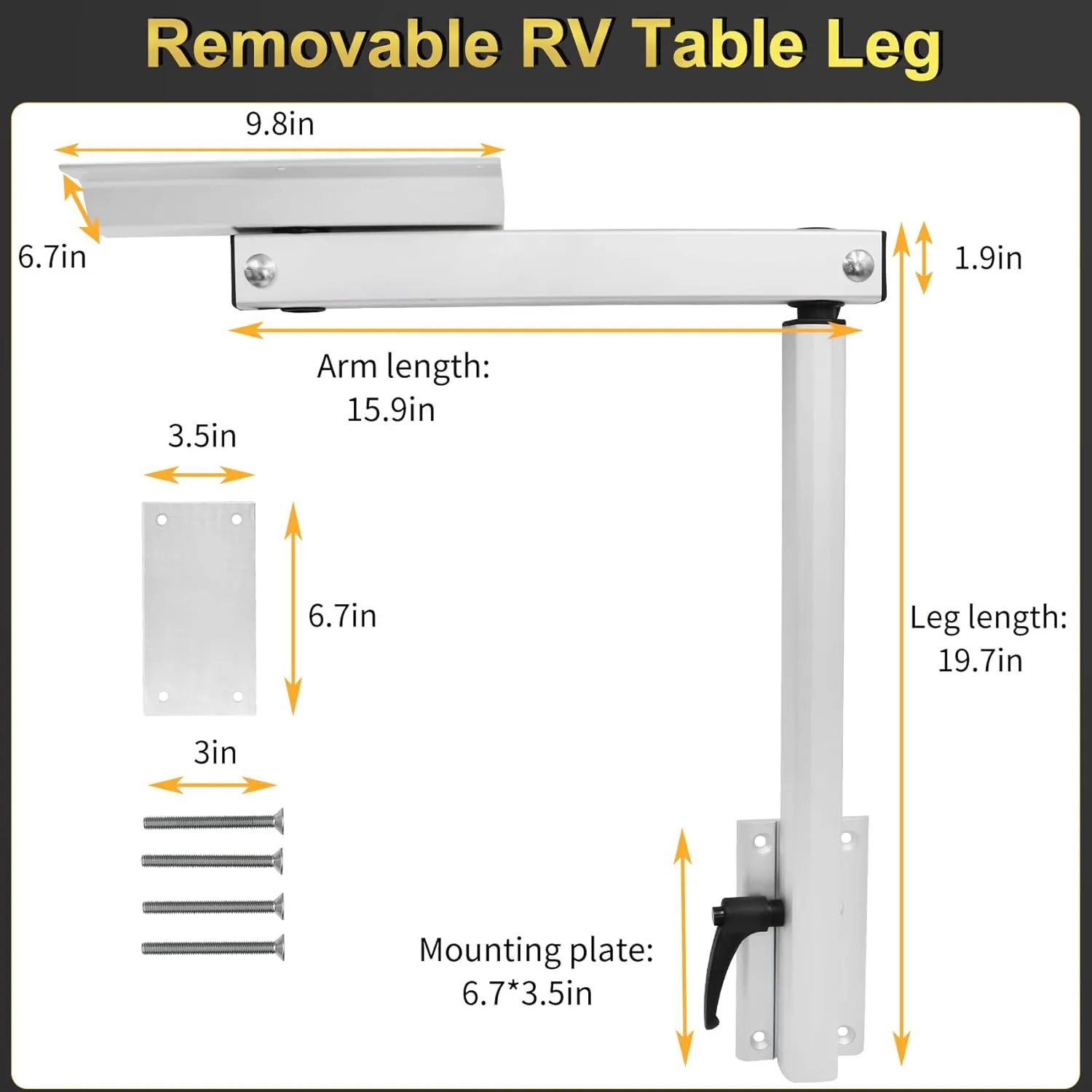 RV Adjustable Table Leg, 360 Degree Rotation Aluminum Alloy Removable RV Table Leg, Height Adjustable RV Table Leg Bracket for Caravan Motorhome Yachts, Easy to Install