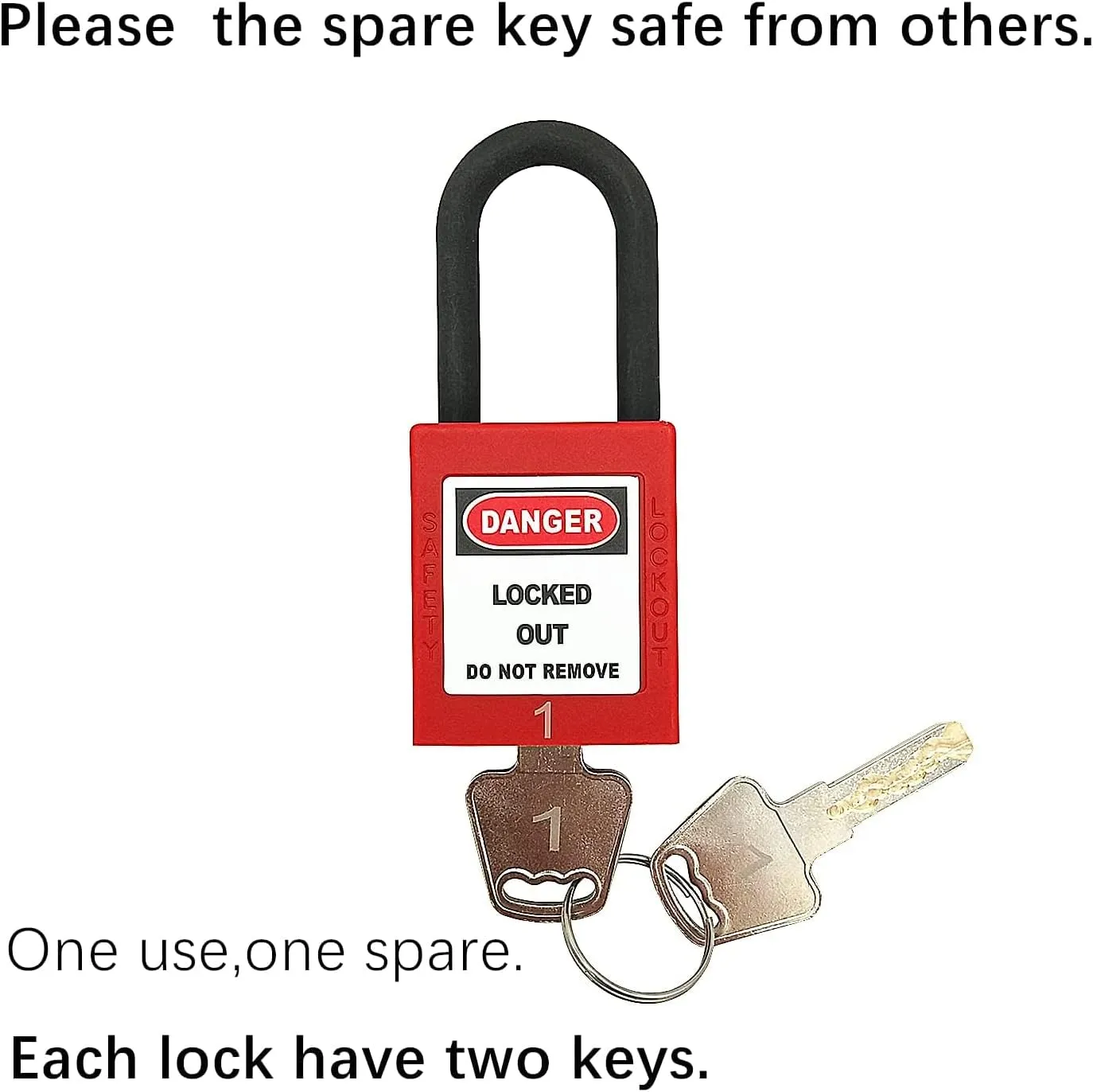SAFBY Lockout Tagout Locks Loto Safety Padlock, Keyed Differently, OSHA Loto Safe Padlocks for Lock Out Tag Out Stations and Devices Red NO. 1-10