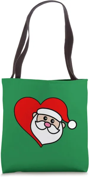 Santa Clause Christmas Heart | Funny Christmas Tote Bag
