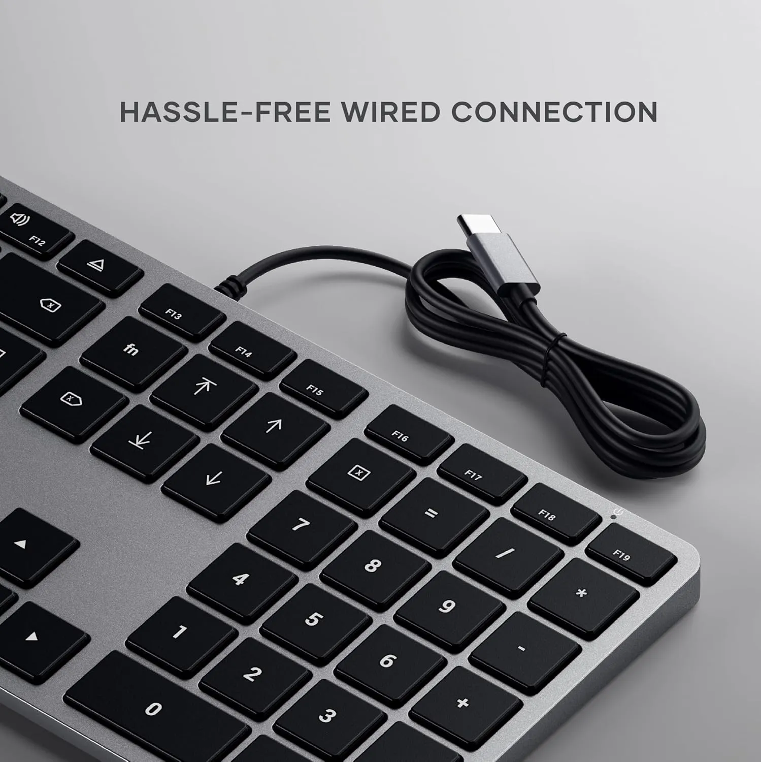 Satechi Slim W3 Wired Backlit Keyboard with Numeric Keypad – Illuminated Keys & USB C Connection – for MacBook Pro, MacBook Air, iPad Pro, iMac and More
