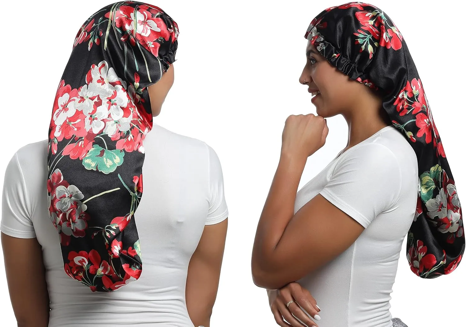 Satin Bonnet Silky Sleep Cap,Adjustable Hair Bonnet for Braids Curly Hair
