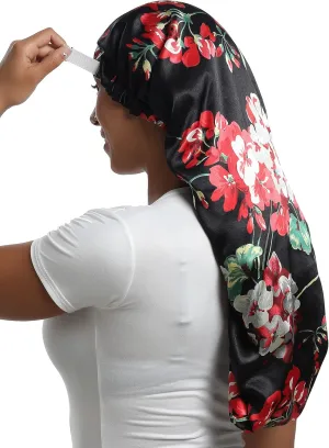 Satin Bonnet Silky Sleep Cap,Adjustable Hair Bonnet for Braids Curly Hair