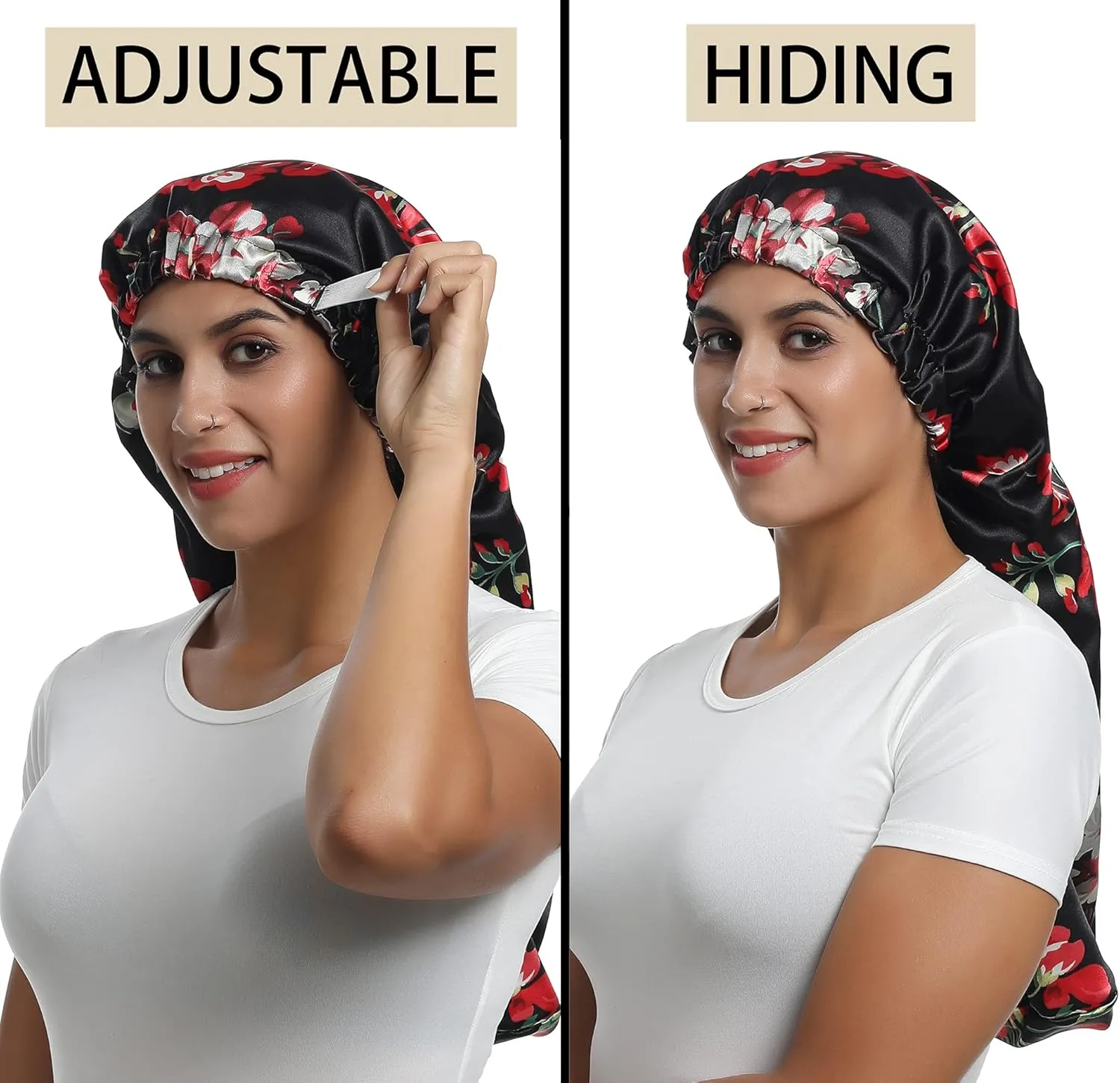 Satin Bonnet Silky Sleep Cap,Adjustable Hair Bonnet for Braids Curly Hair