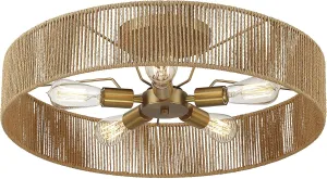Savoy House 6-1682-5-320 Ashe Bohemian/Eclectic Rope Cirle Semi-Flush, 5-Light 300 Total Watts, 8" H x 24" W, Warm Brass