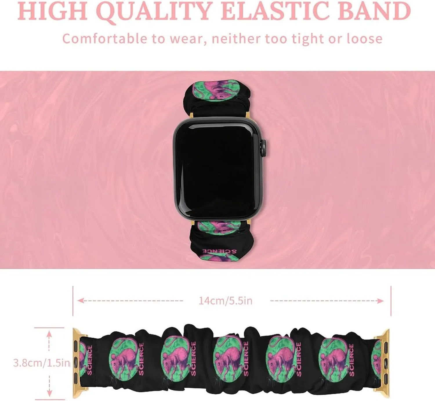 Scientific Mutant Mice Fashion Watch Strap Scrunchies Wristbands Compatible With IWatch Series
