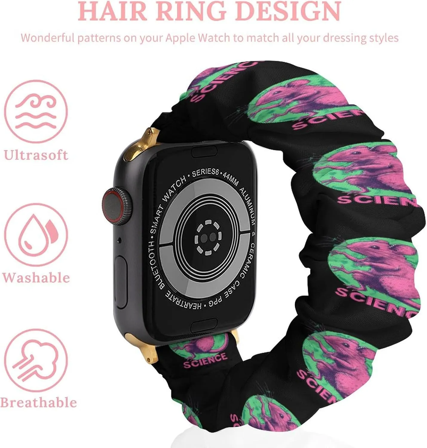 Scientific Mutant Mice Fashion Watch Strap Scrunchies Wristbands Compatible With IWatch Series