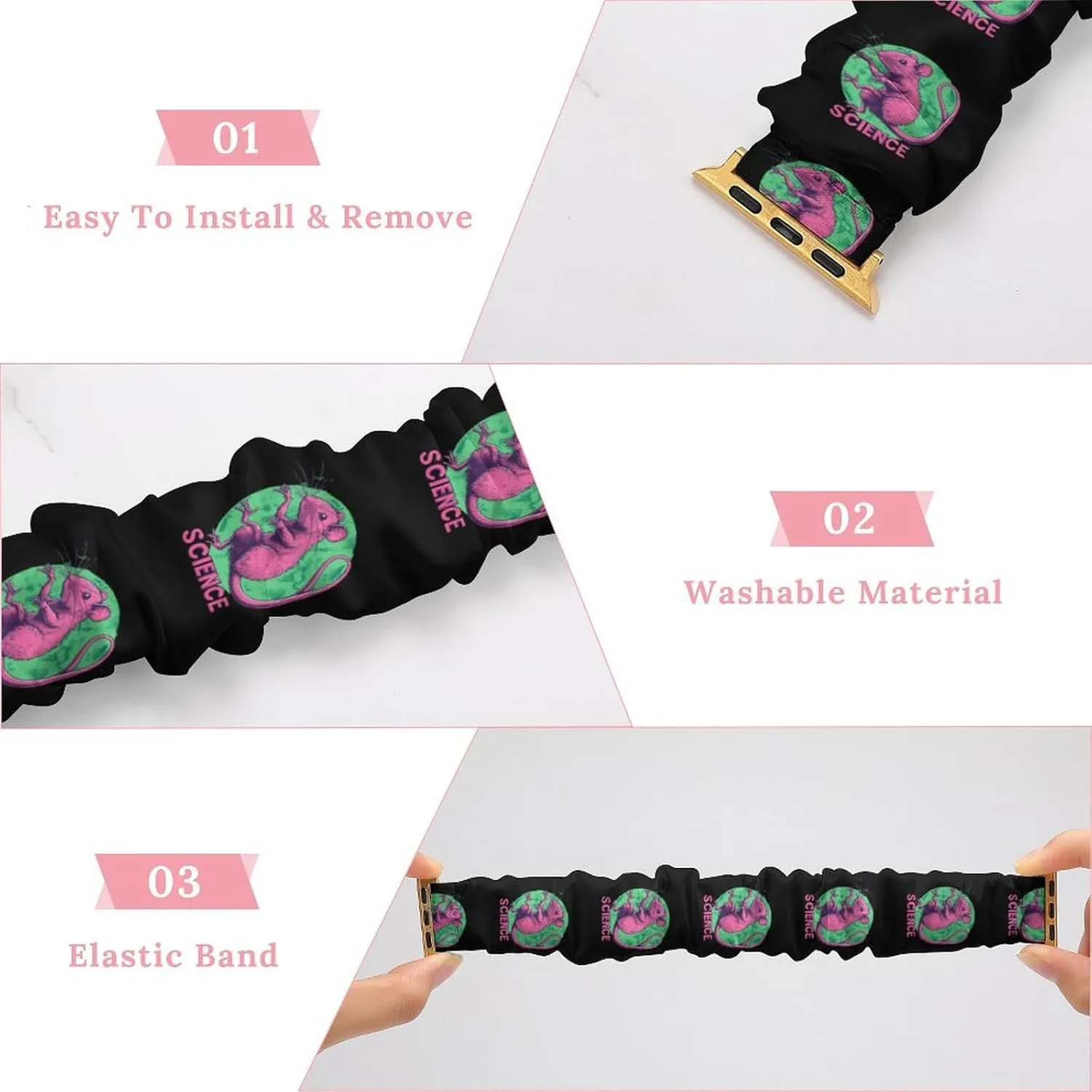 Scientific Mutant Mice Fashion Watch Strap Scrunchies Wristbands Compatible With IWatch Series