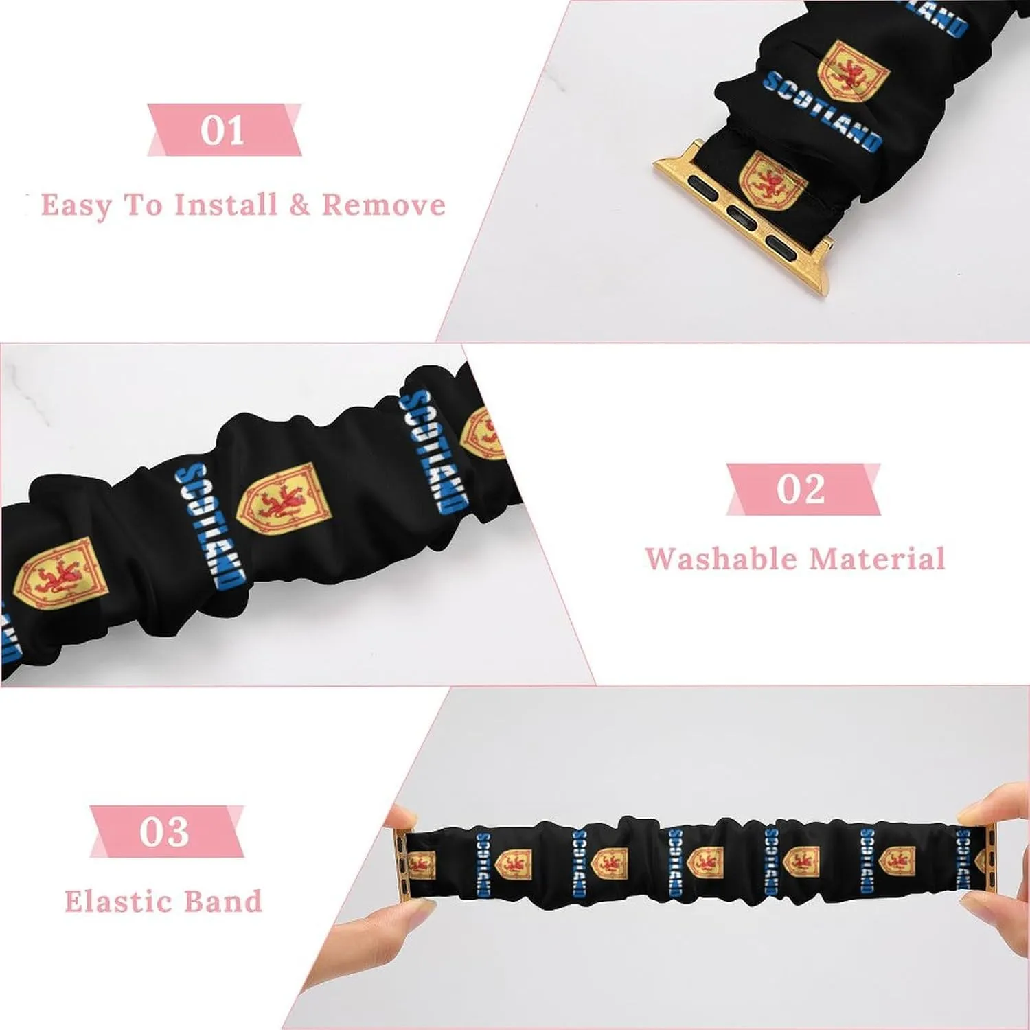 Scottish Flag Britain Fashion Watch Strap Scrunchies Wristbands Compatible With IWatch Series