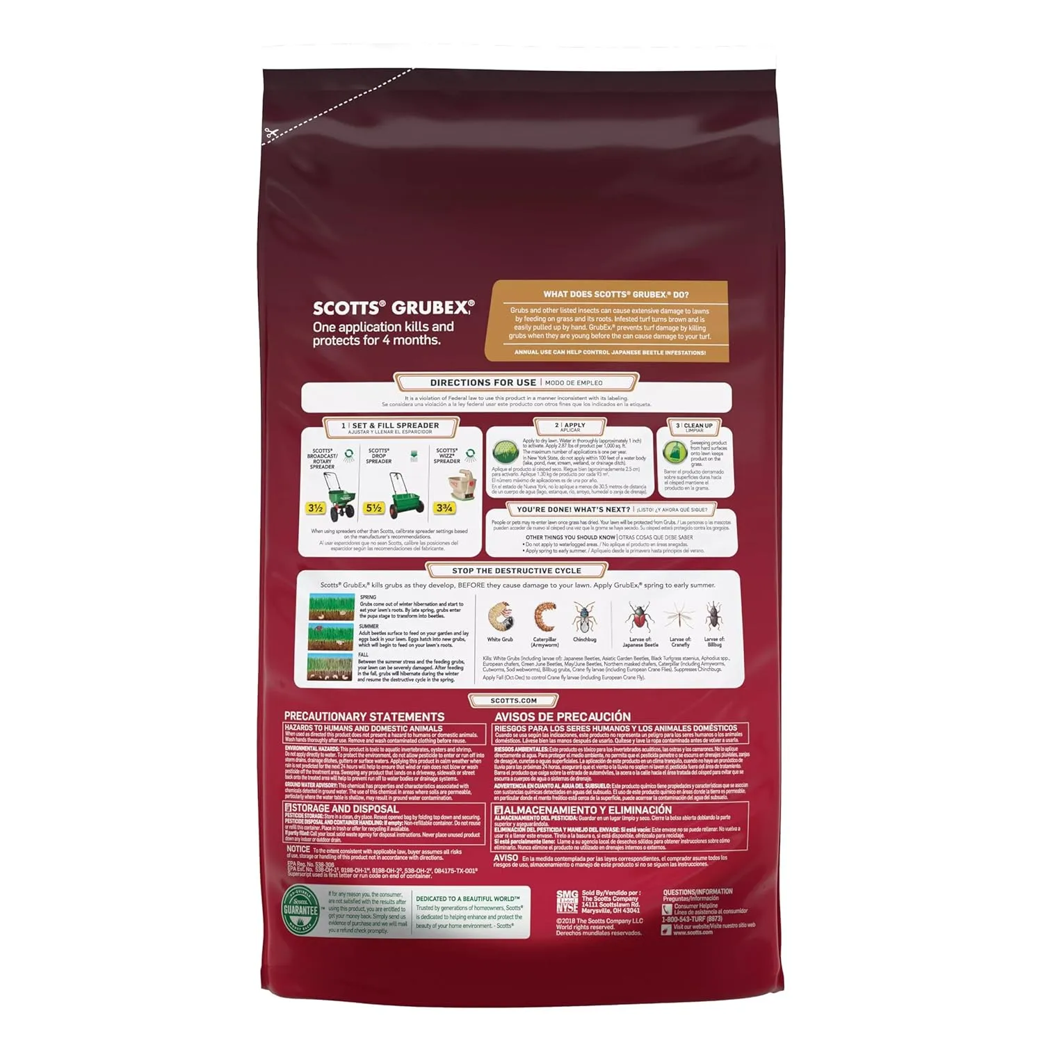 Scotts GrubEx1 Season Long Grub Killer, Protects Lawns Up to 4 Months, 10,000 sq. ft., 28.7 lbs