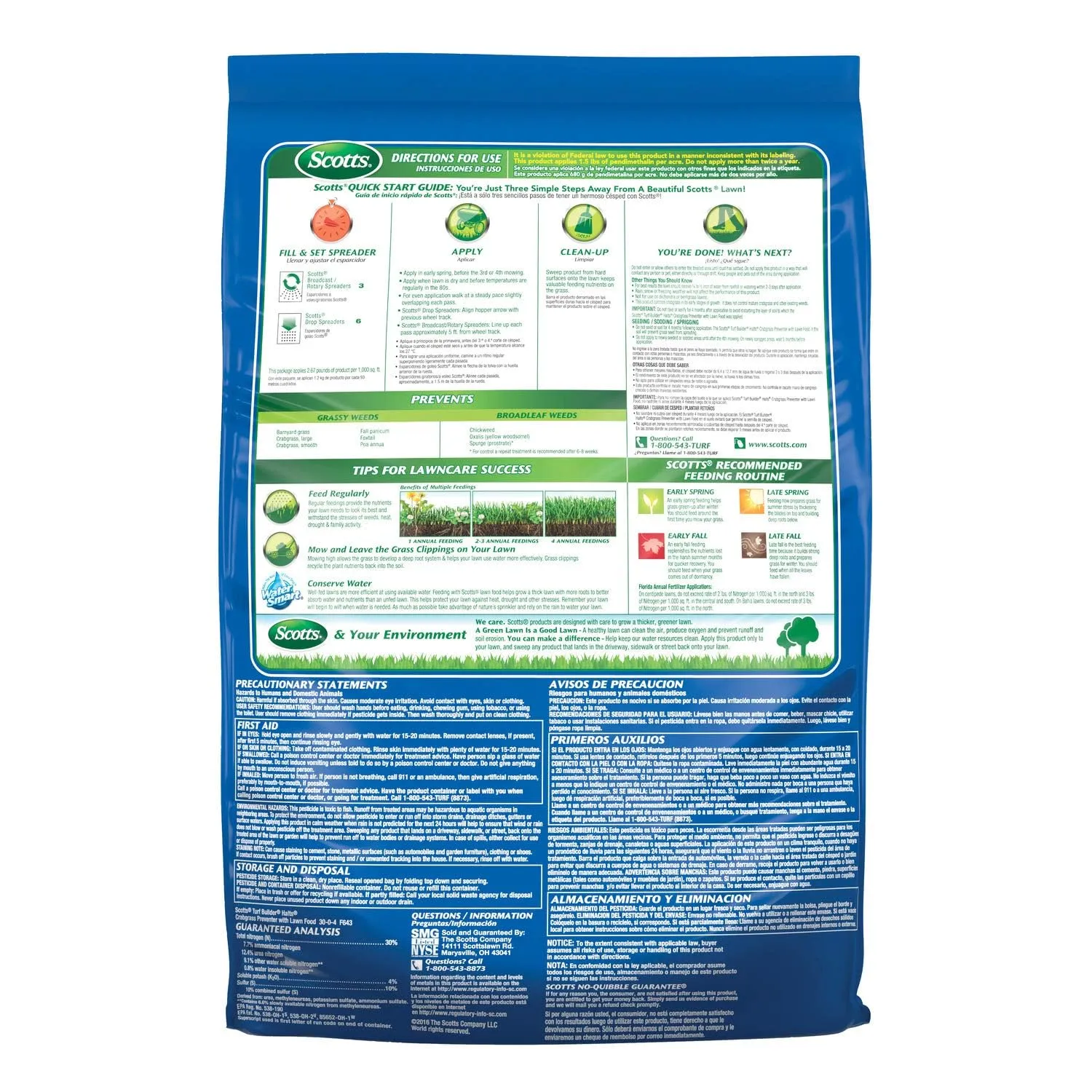 Scotts Turf Builder Halts Crabgrass Preventer with Lawn Food - Pre-Emergent Weed Killer, Fertilizer, 5,000 sq. ft., 13.35 lb.