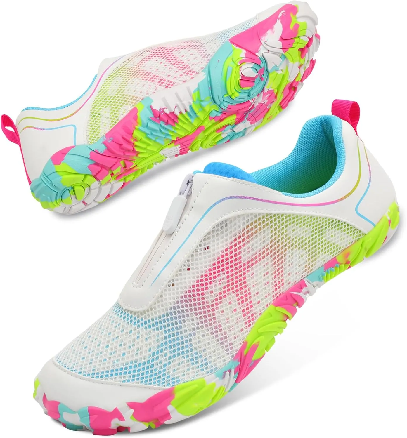 Scurtain Unisex Mens Womens Water Shoes Athletic Sports Aqua Shoes Barefoot Hiking Water Shoes Quick Dry Yoga Pool Swim Surf Beach Walking Shoes with Zipper