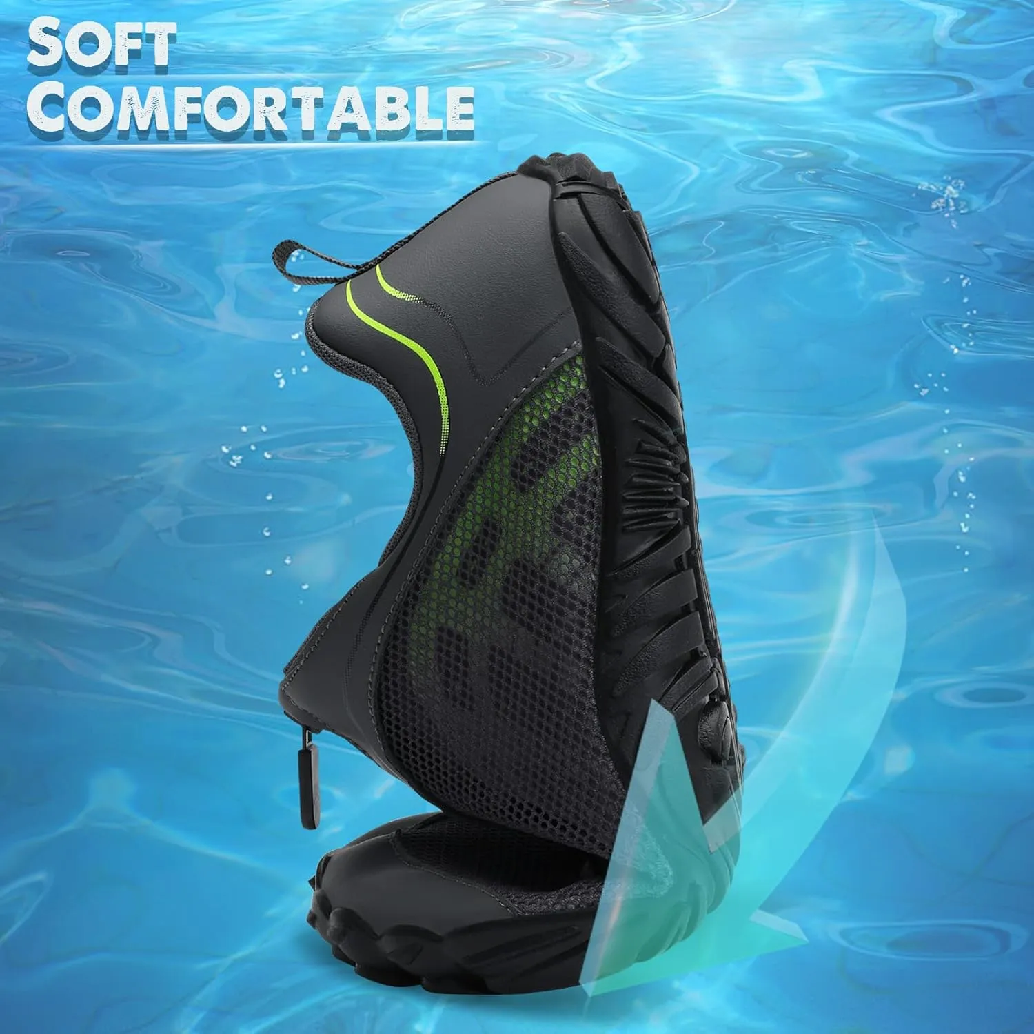 Scurtain Unisex Mens Womens Water Shoes Athletic Sports Aqua Shoes Barefoot Hiking Water Shoes Quick Dry Yoga Pool Swim Surf Beach Walking Shoes with Zipper