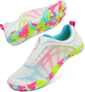 Scurtain Unisex Mens Womens Water Shoes Athletic Sports Aqua Shoes Barefoot Hiking Water Shoes Quick Dry Yoga Pool Swim Surf Beach Walking Shoes with Zipper