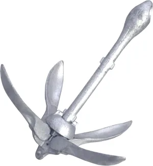 SeaSense Folding Grappling Anchor - Ideal for Fishing Vessels, Dinghies, Kayaks, Canoes & More, Great for Strong Currents & Sandy, Muddy or Weedy Bottoms - Galvanized Iron, 5 lbs, For Boats 5’ - 14’