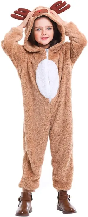 Seasons Christmas Costume Reindeer Child Costume Unisex Deer Animal Onesie Party Jumpsuit
