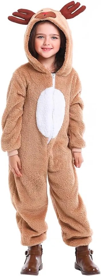 Seasons Christmas Costume Reindeer Child Costume Unisex Deer Animal Onesie Party Jumpsuit