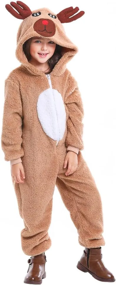 Seasons Christmas Costume Reindeer Child Costume Unisex Deer Animal Onesie Party Jumpsuit
