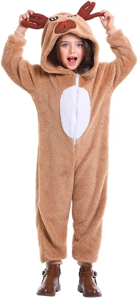 Seasons Christmas Costume Reindeer Child Costume Unisex Deer Animal Onesie Party Jumpsuit