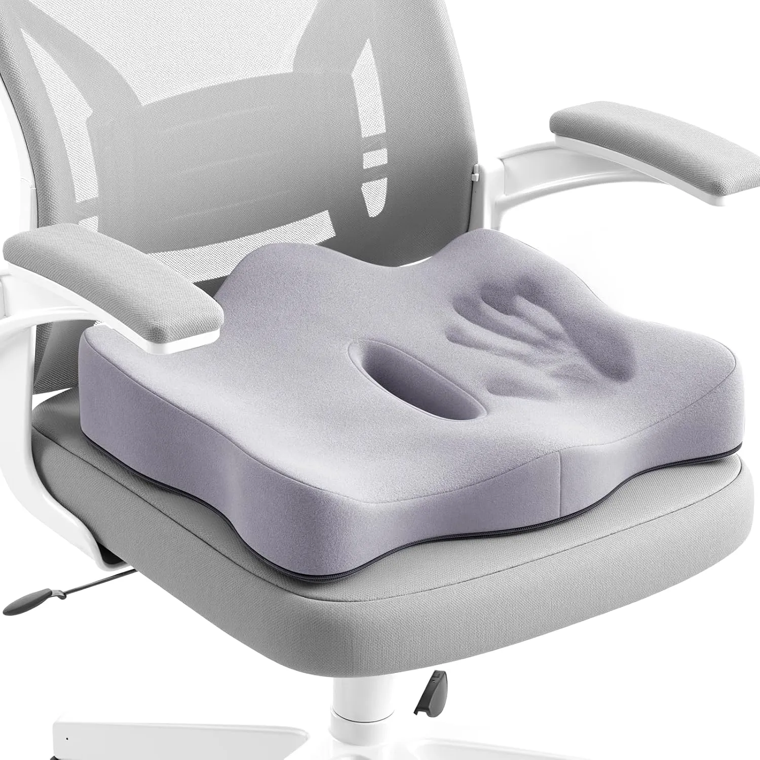 Seat Cushions for Office Chairs - Memory Foam Car Seat Cushion with Portable Travel Storage Bag, Coccyx Cushion for Tailbone Pain, 17.7 x 16 Inches (Purple)