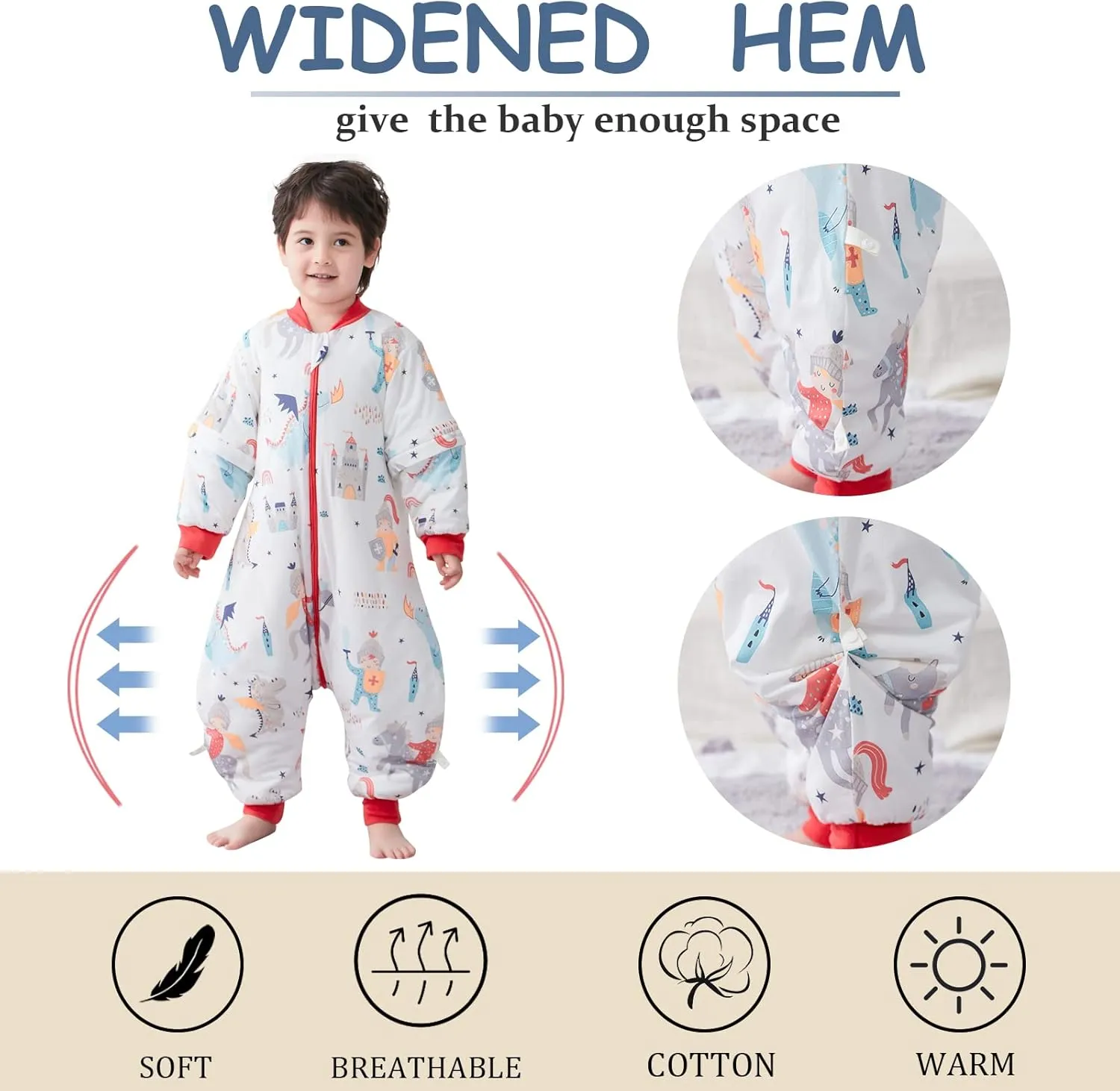 SEAUR - Baby Sleep Bag Winter Toddler Wearable Blanket Girl Boy Walking Sleeping Bag Pajamas Long Sleeve Warm
