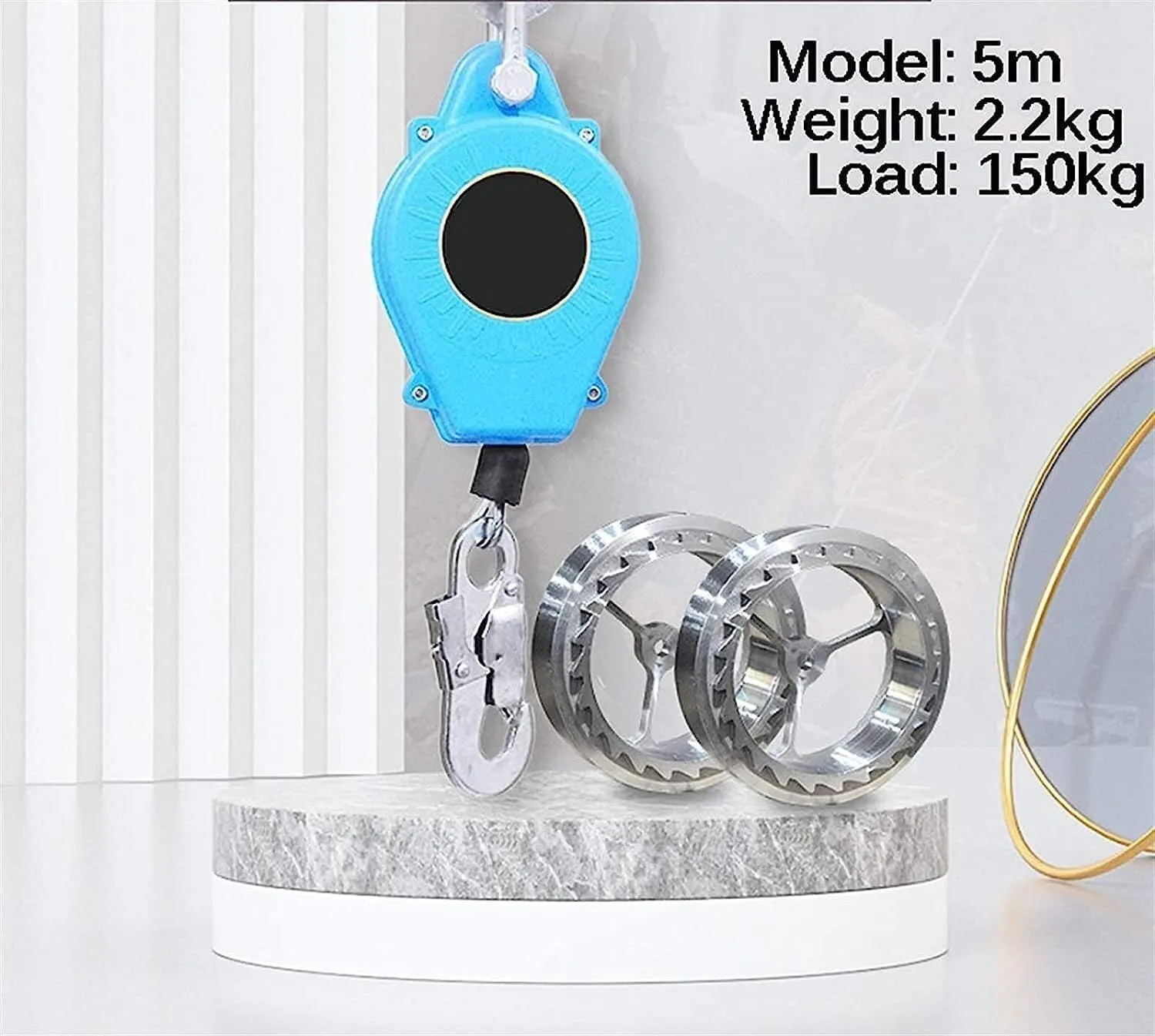 Self-Retracting Lifeline Fall Protection Device, 15M Cable Safety Lanyard Arrest Block for Rock Climbing & High-Altitude Work, Load Bearing 150kg