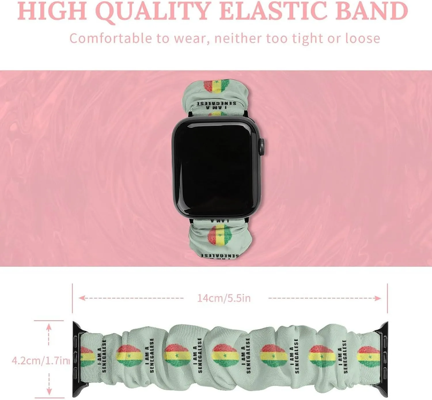 Senegal I Am A Senegalese Fashion Watch Strap Scrunchies Wristbands Compatible With IWatch Series