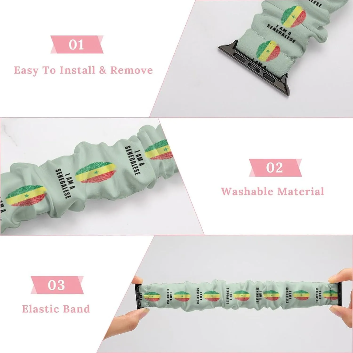 Senegal I Am A Senegalese Fashion Watch Strap Scrunchies Wristbands Compatible With IWatch Series