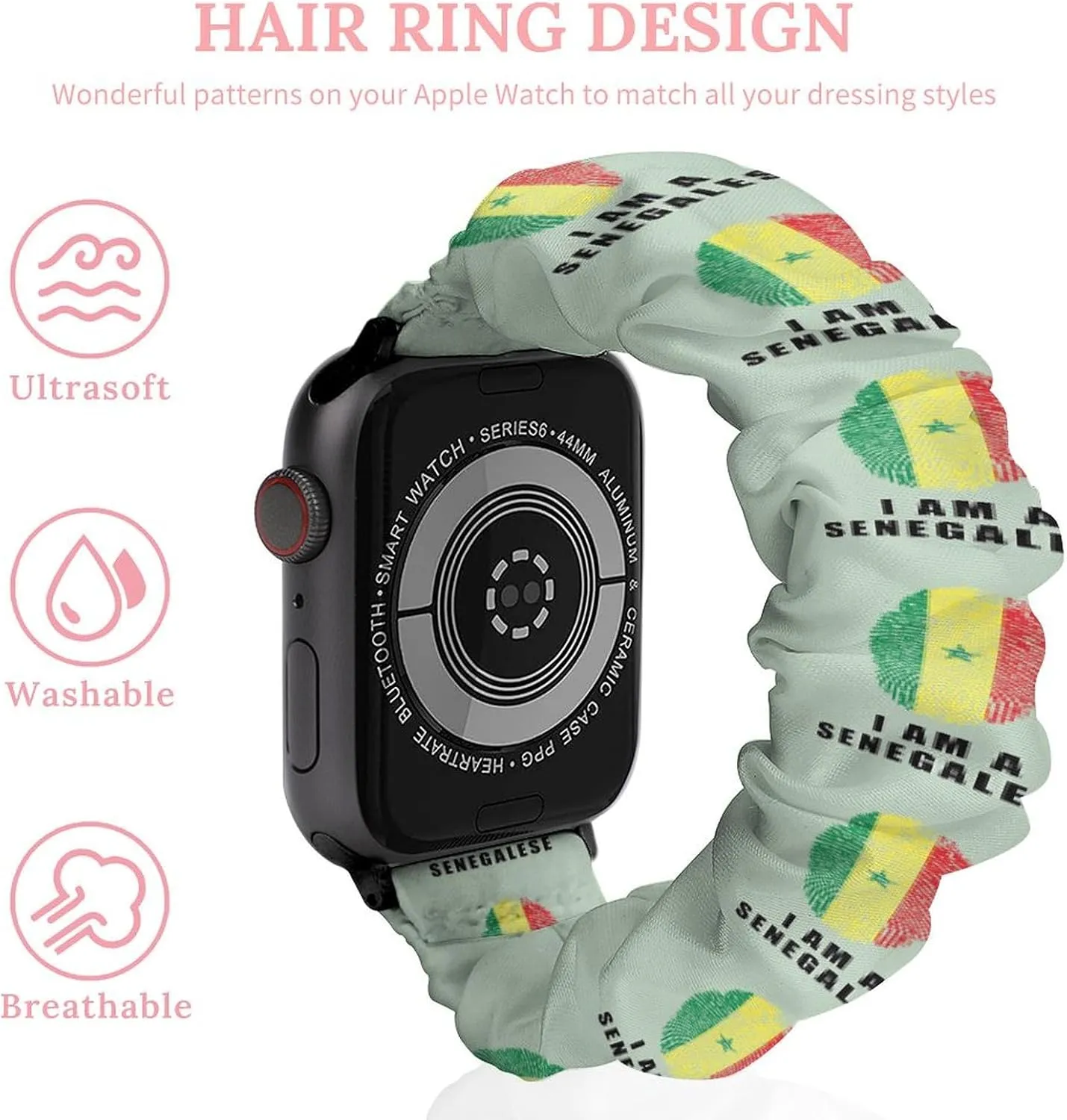 Senegal I Am A Senegalese Fashion Watch Strap Scrunchies Wristbands Compatible With IWatch Series