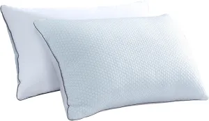 Serta White Goose Feather Pillow 100% Cotton Queen Size 2 Pack All Season Bed Pillows for Side/Back Sleepers，28" L x 20" W