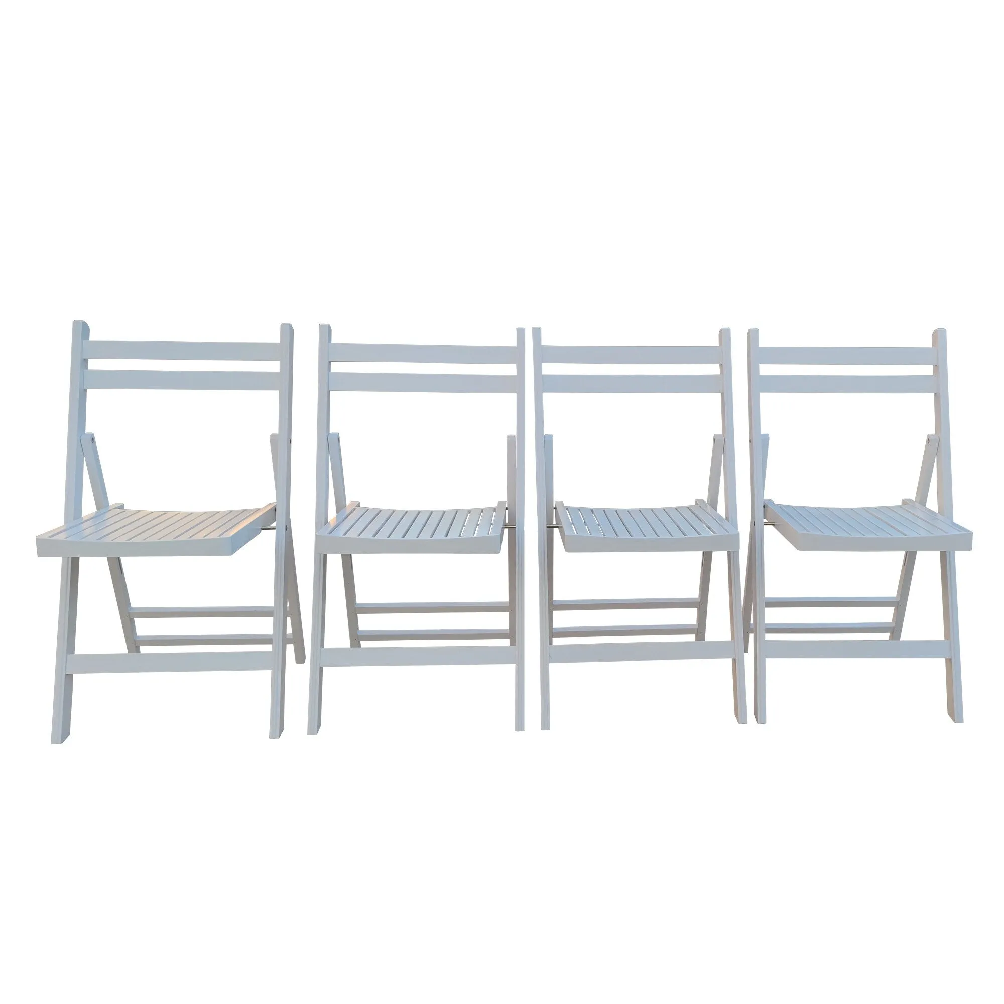 Set of 4 Solid Wood Folding Chairs with Slatted Seat & Back, Fully Assembled for Dining, Events, Kitchen, Balcony