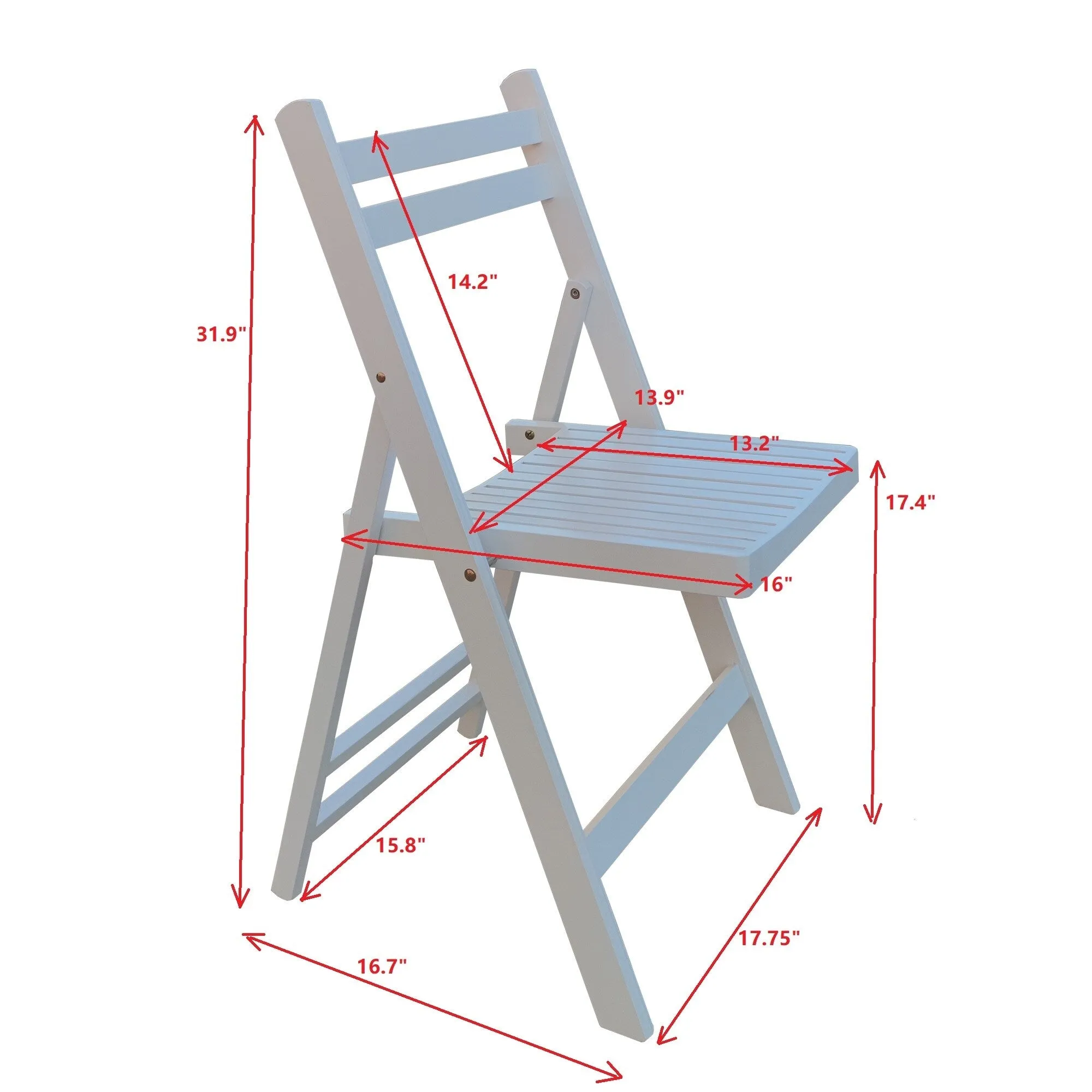 Set of 4 Solid Wood Folding Chairs with Slatted Seat & Back, Fully Assembled for Dining, Events, Kitchen, Balcony