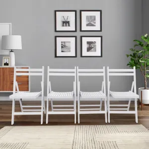 Set of 4 Solid Wood Folding Chairs with Slatted Seat & Back, Fully Assembled for Dining, Events, Kitchen, Balcony