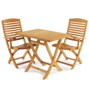 SET568-530 - Asia teak folding table - Rectangular 35" with 2 Manhattan folding armchairs