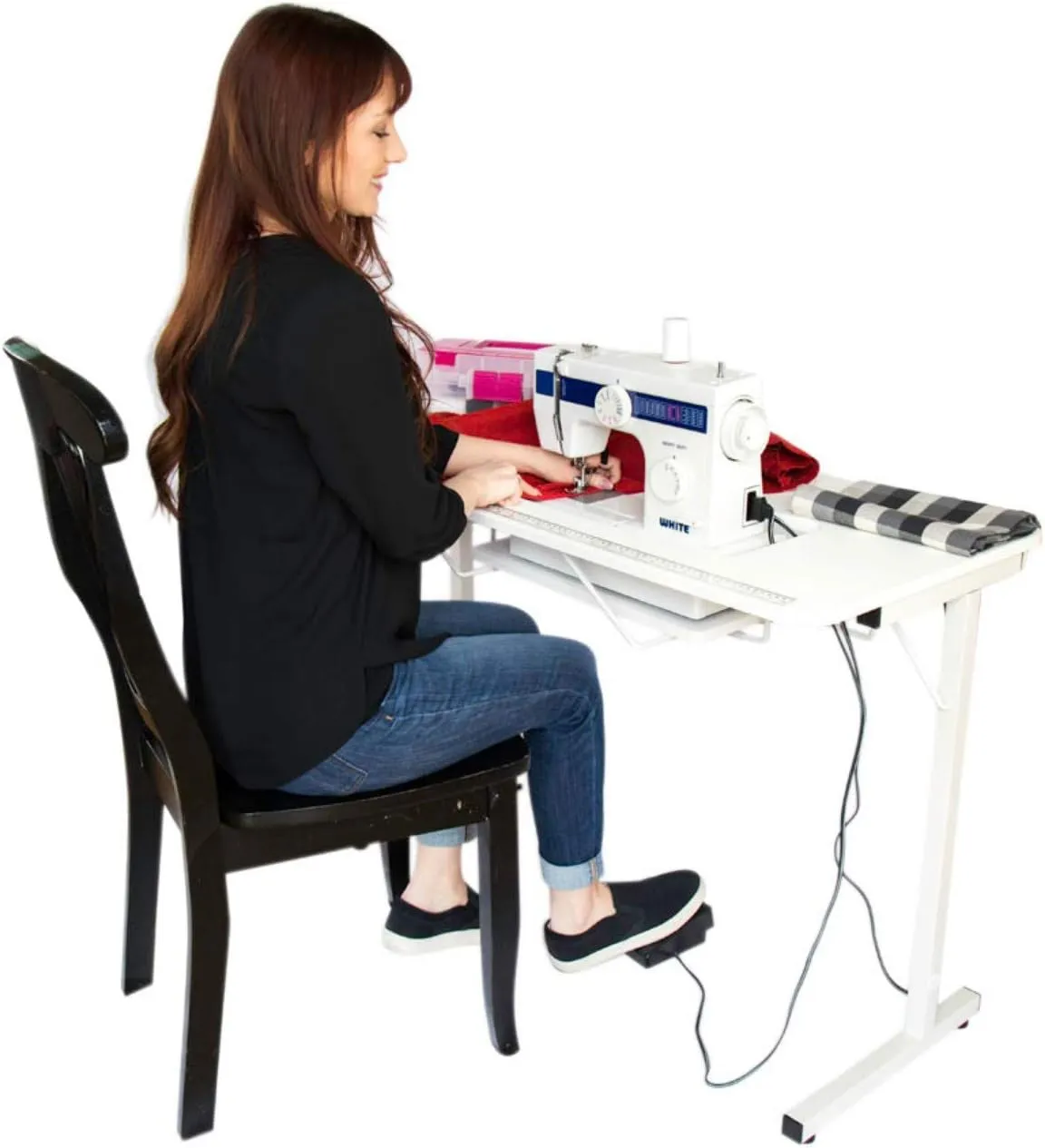 SewingRite SewStation 101 Portable Folding Sewing Table with Steel Legs, White - Perfect for Home, Office and Business