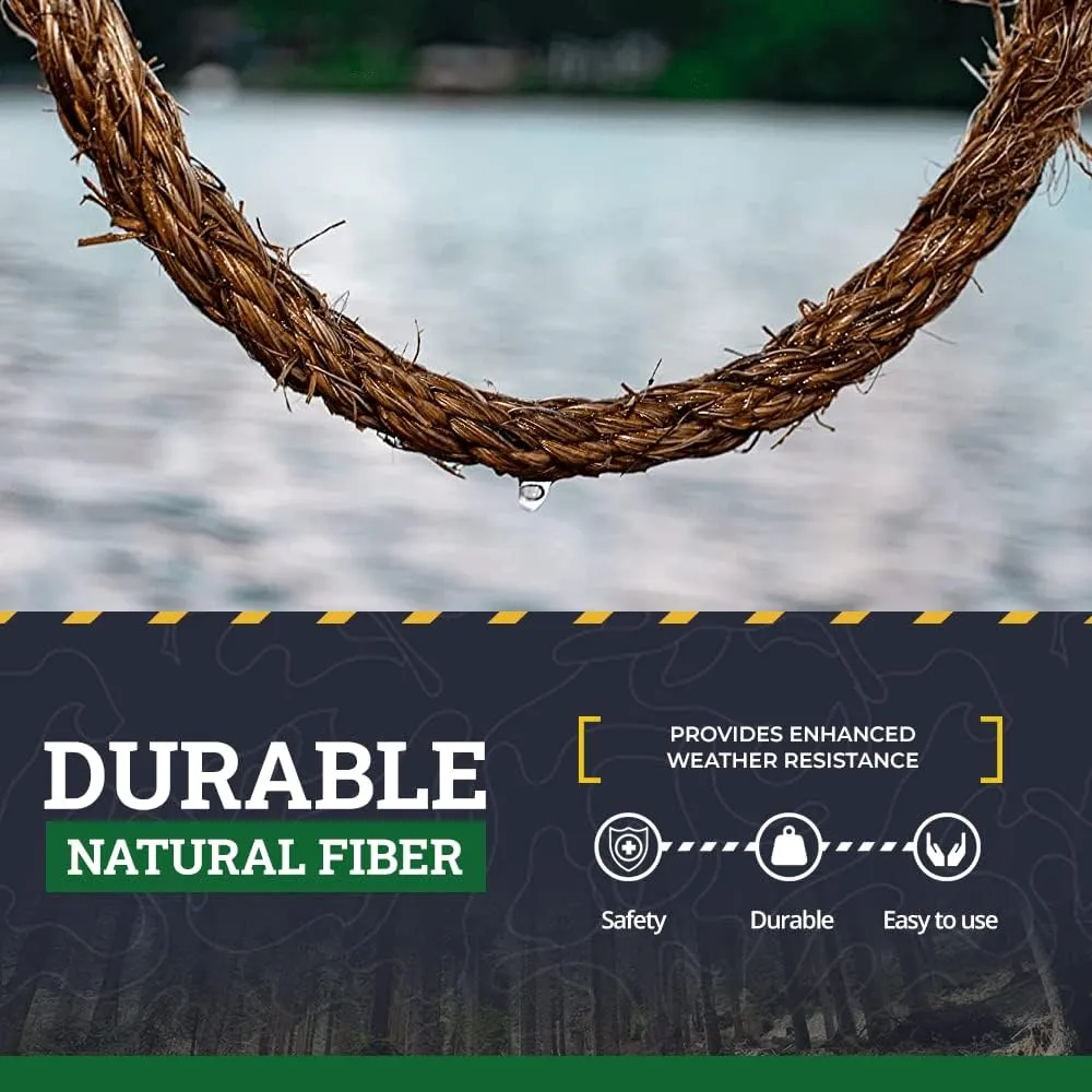 SGT KNOTS Twisted Manila Rope - Natural 3 Strand Fiber Hemp Rope for Indoor and Outdoor Use - Multipurpose Manila Rope for Crafts, DIY Projects, Home Decorating, Climbing - 1/4 in x 600 ft