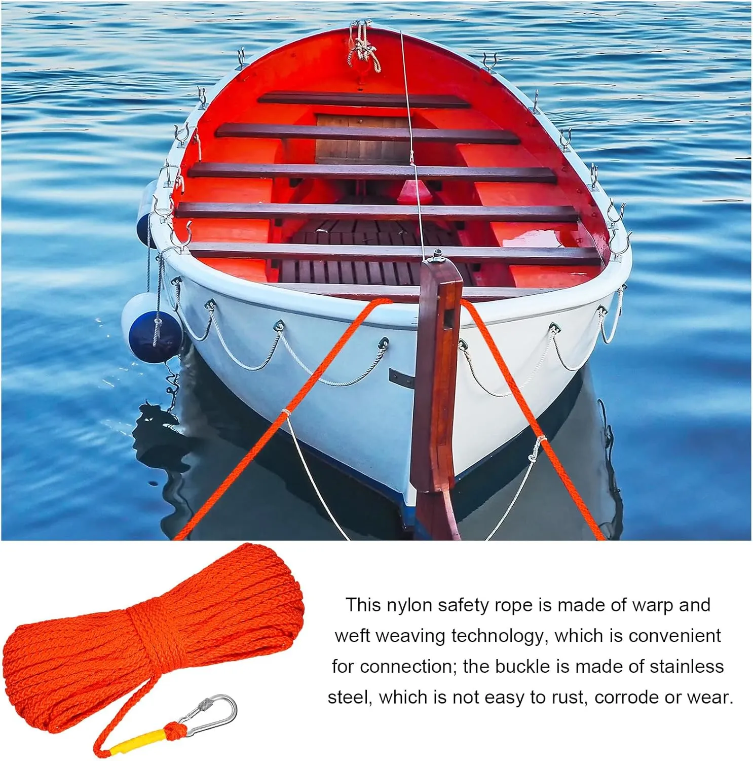Shappy Water Floating Lifesaving Rope Dock Lines Boat Rope Braided Polypropylene Outdoor Throwing Lines for Life Preserver Ring Anchor Heaving Line with Spring Hook