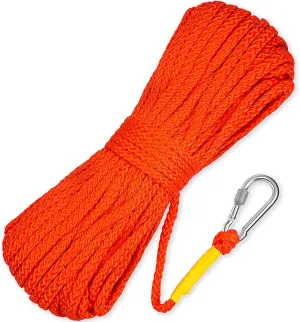 Shappy Water Floating Lifesaving Rope Dock Lines Boat Rope Braided Polypropylene Outdoor Throwing Lines for Life Preserver Ring Anchor Heaving Line with Spring Hook