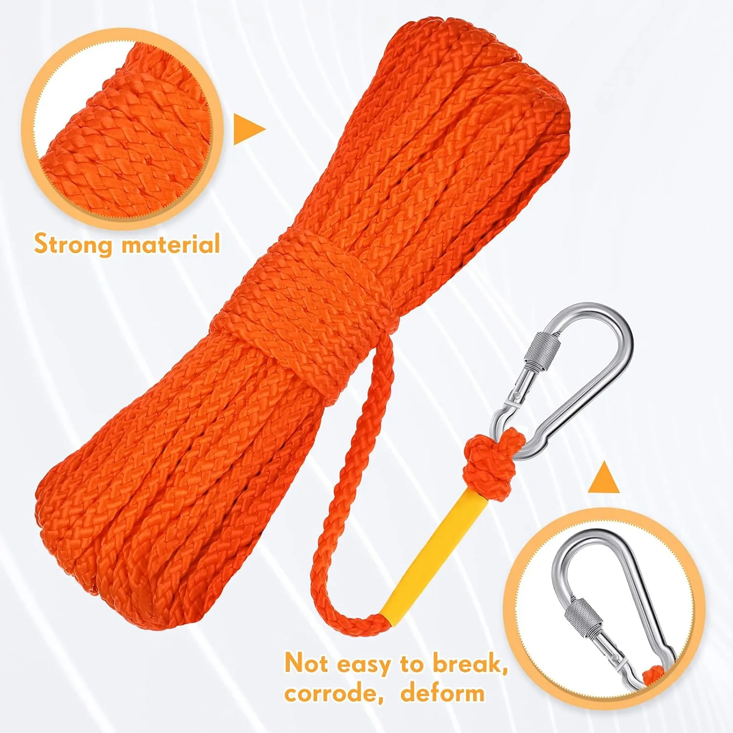 Shappy Water Floating Lifesaving Rope Dock Lines Boat Rope Braided Polypropylene Outdoor Throwing Lines for Life Preserver Ring Anchor Heaving Line with Spring Hook