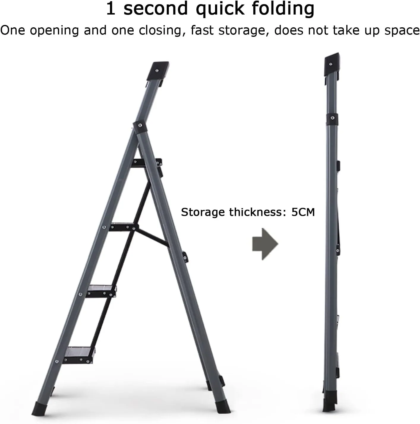 SHU Multifunctional with Tool Table Herringbone Ladder Folding Thickness 5 cm Space-Saving Indoor 4-Step Climbing Ladder (Color : Red)