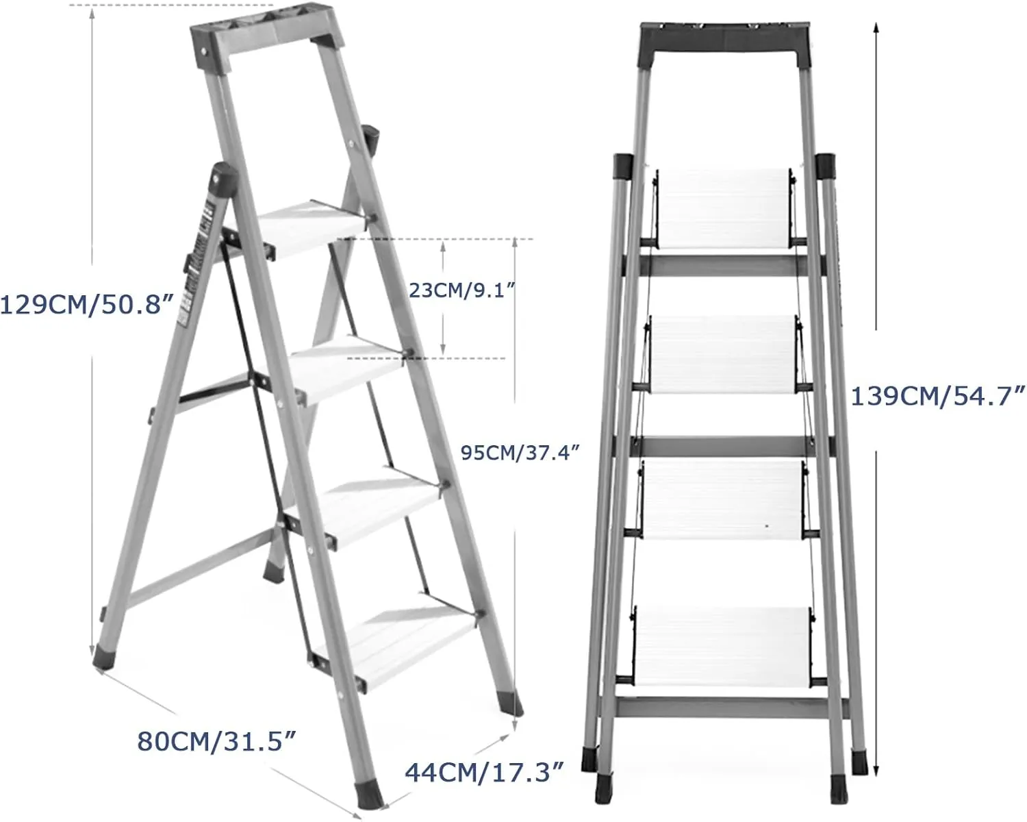 SHU Multifunctional with Tool Table Herringbone Ladder Folding Thickness 5 cm Space-Saving Indoor 4-Step Climbing Ladder (Color : Red)