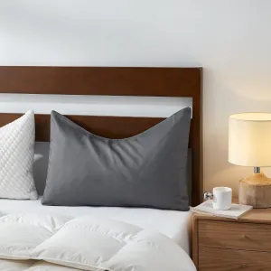 Sidney Sleep Curved Pillow Covers - Full Length Zipper Closure - Premium Soft Brushed Microfiber - 20 x 37 Inches - Fits Curved Side Sleeping Pillows (King, Grey)